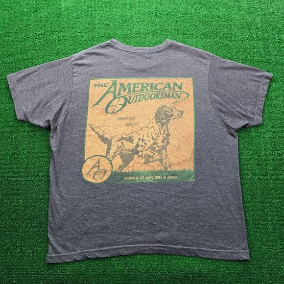 The American Outdoorsman Tshirt Mens XL Gray Short Sleeve Dog Made in USA - Picture 1 of 7